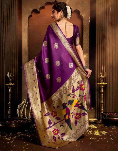 Purple Silk Woven Paithani Saree