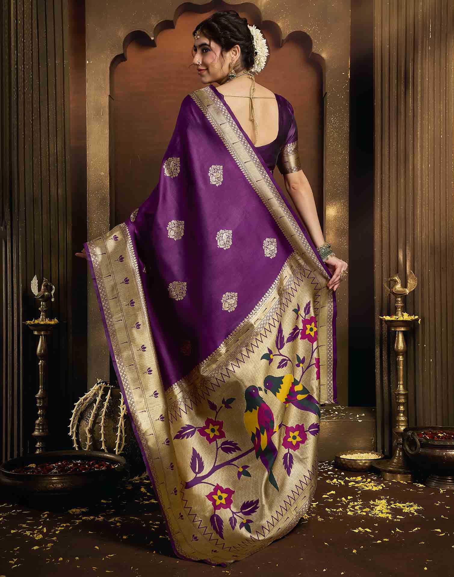 Purple Silk Woven Paithani Saree
