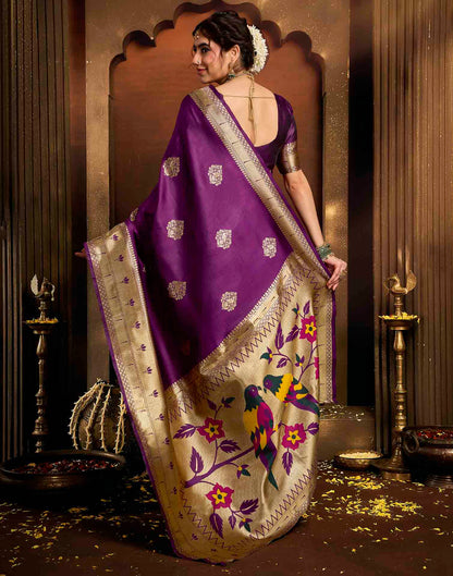 Purple Silk Woven Paithani Saree