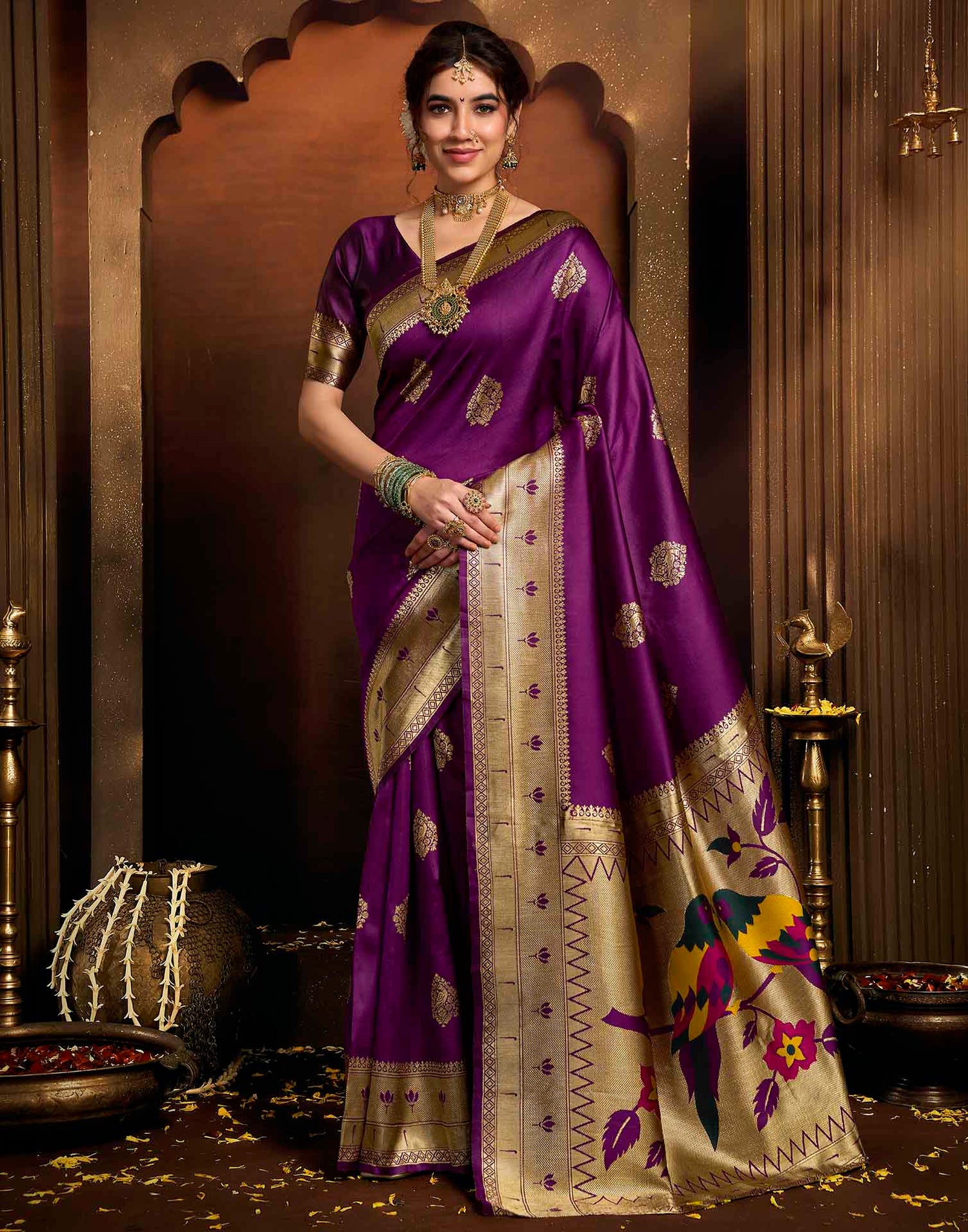 Purple Silk Woven Paithani Saree