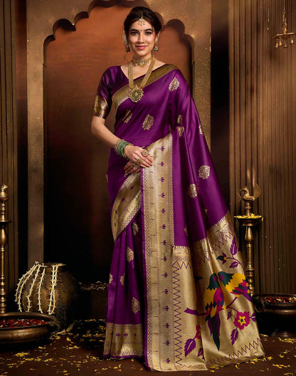 Purple Silk Woven Paithani Saree