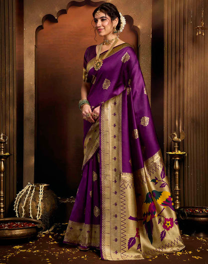 Purple Silk Woven Paithani Saree