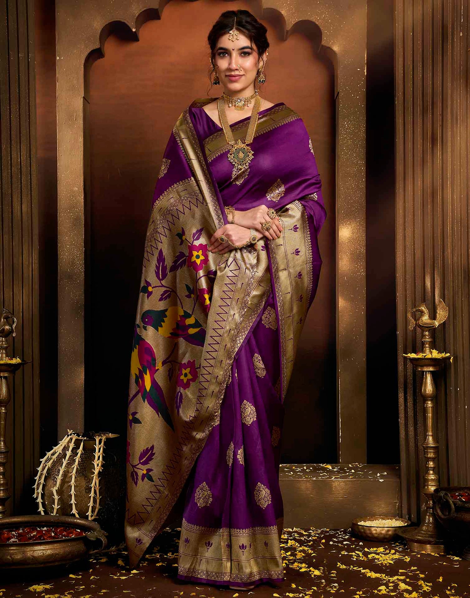 Purple Silk Woven Paithani Saree