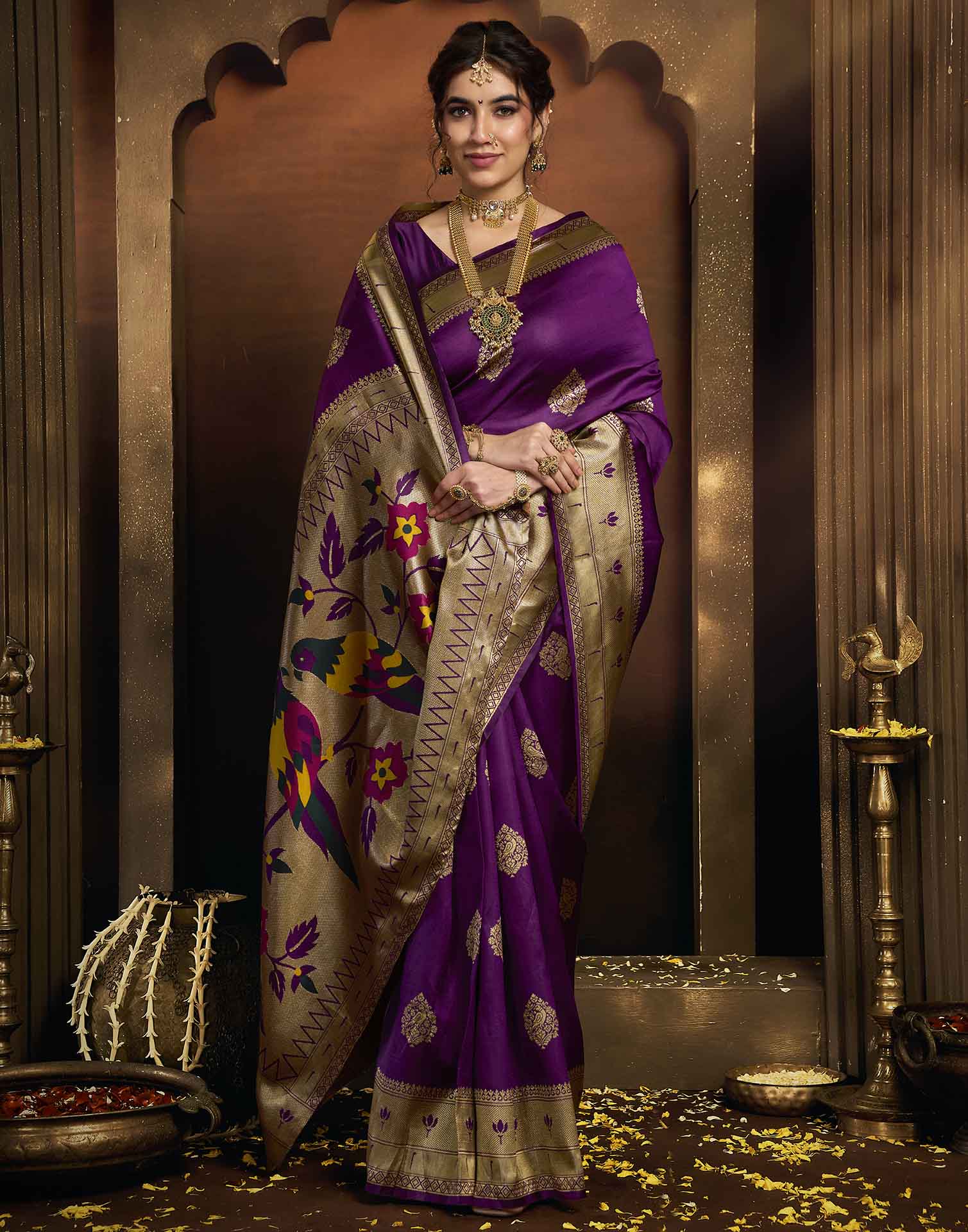 Purple Silk Woven Paithani Saree
