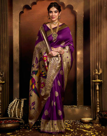 Purple Silk Woven Paithani Saree