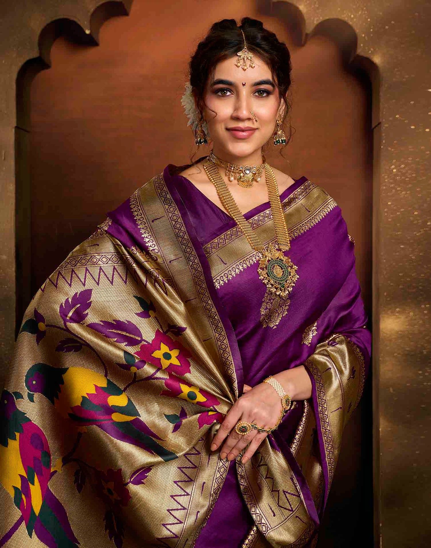 Purple Silk Woven Paithani Saree