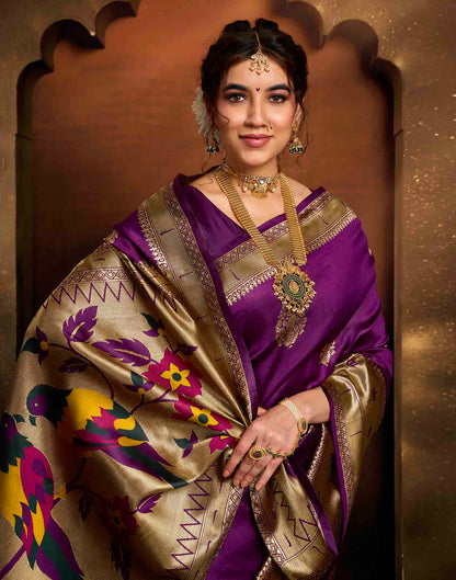 Purple Silk Woven Paithani Saree