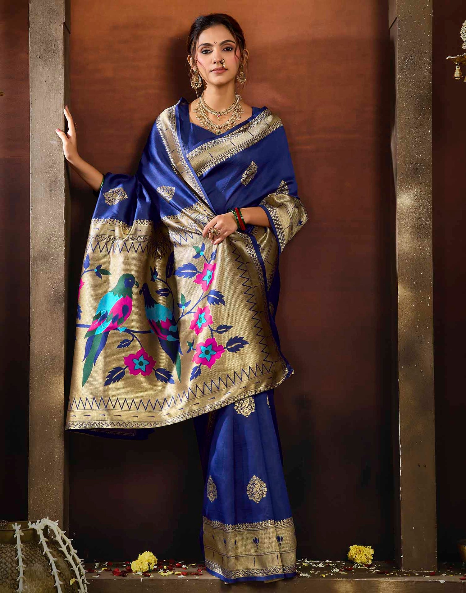 Royal Blue Silk Woven Paithani Saree