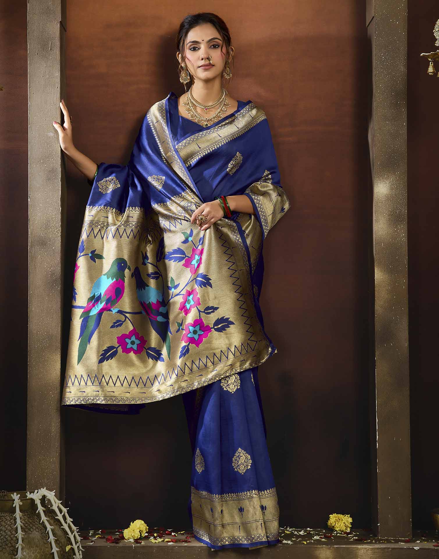 Royal Blue Silk Woven Paithani Saree