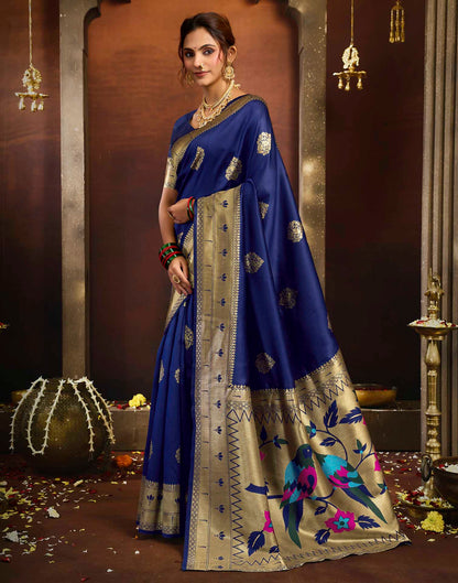 Royal Blue Silk Woven Paithani Saree