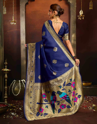 Royal Blue Silk Woven Paithani Saree