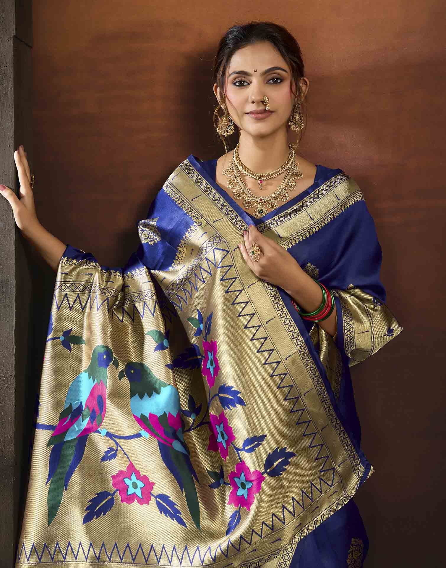 Royal Blue Silk Woven Paithani Saree