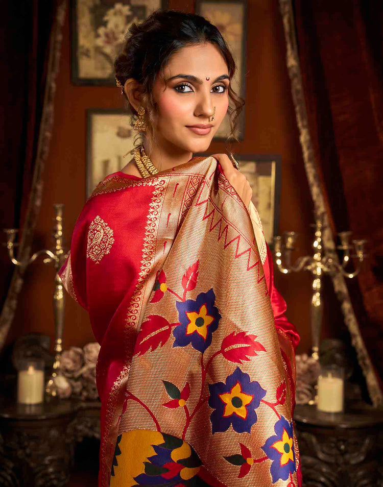 Red Silk Woven Paithani Saree