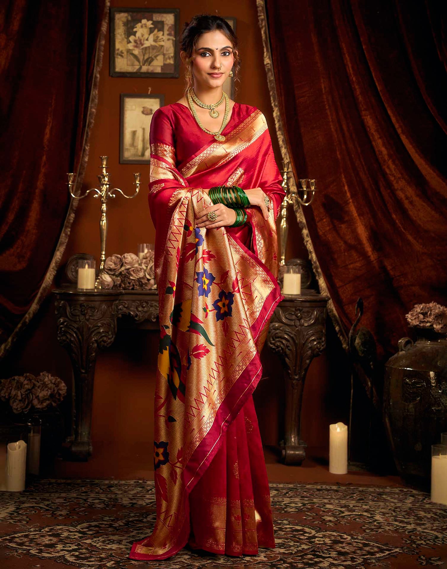 Red Silk Woven Paithani Saree