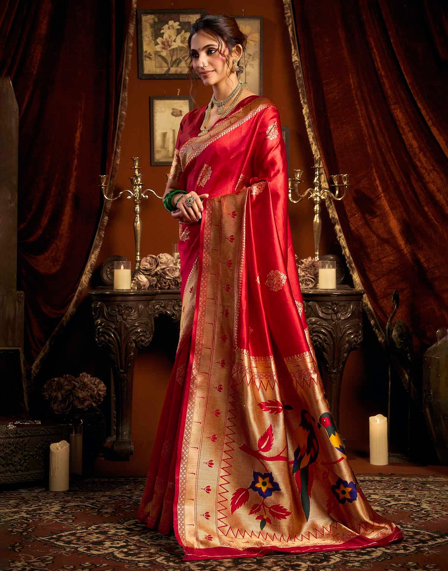 Red Silk Woven Paithani Saree