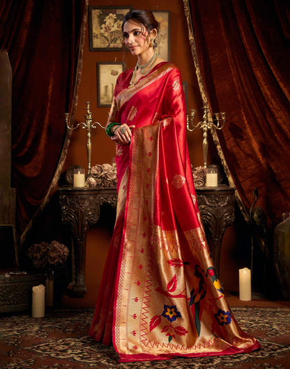 Red Silk Woven Paithani Saree