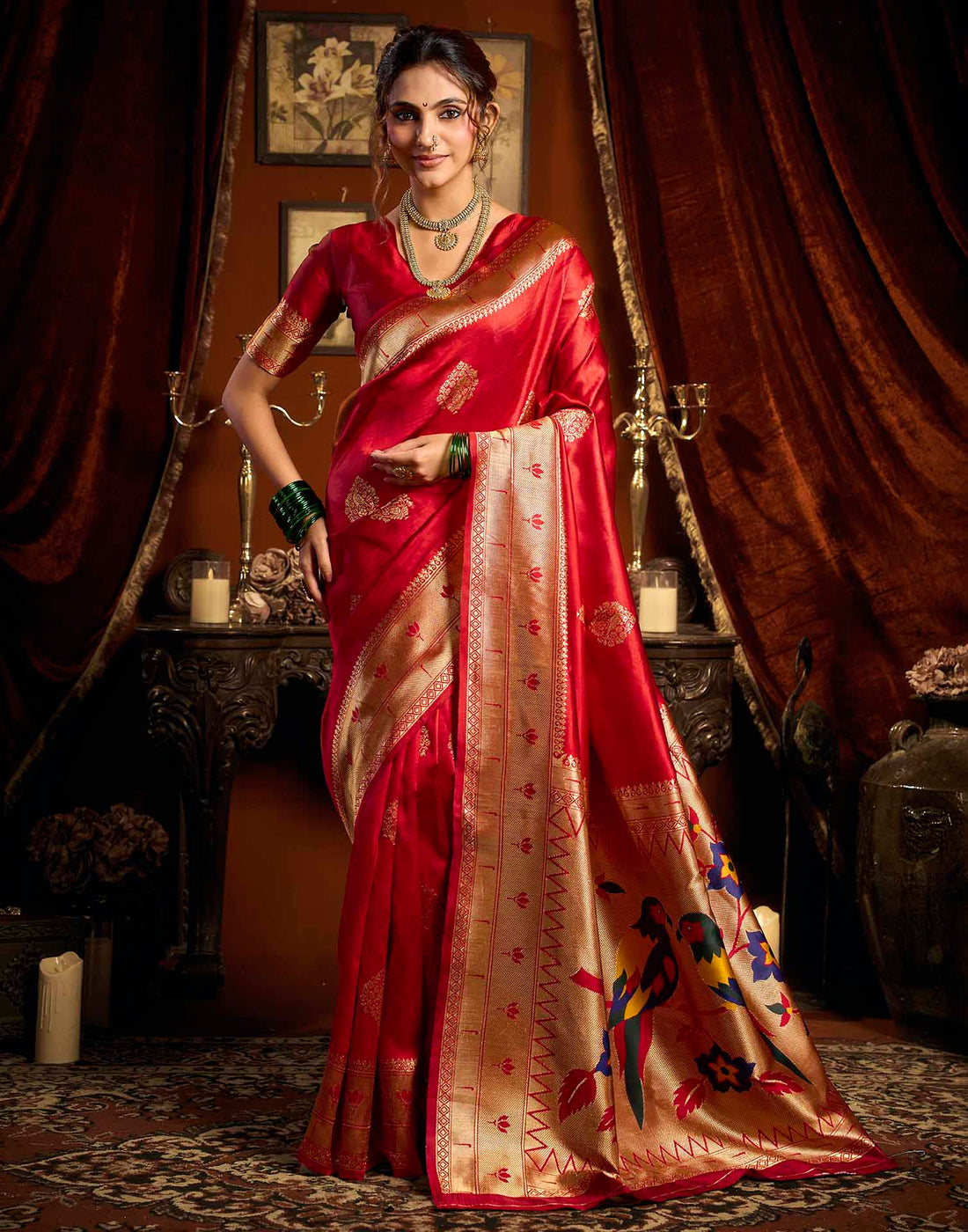 Red Silk Woven Paithani Saree