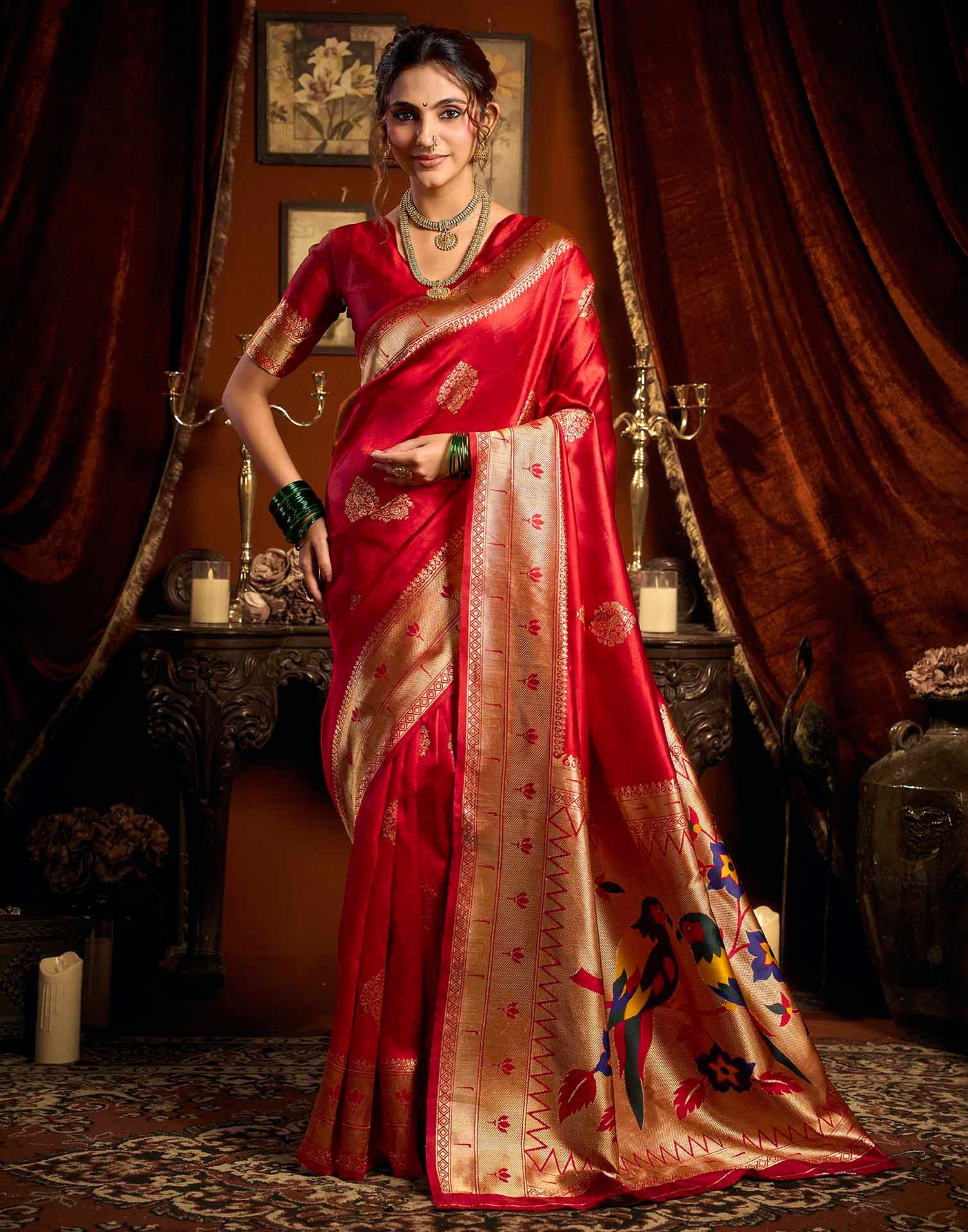 Red Silk Woven Paithani Saree
