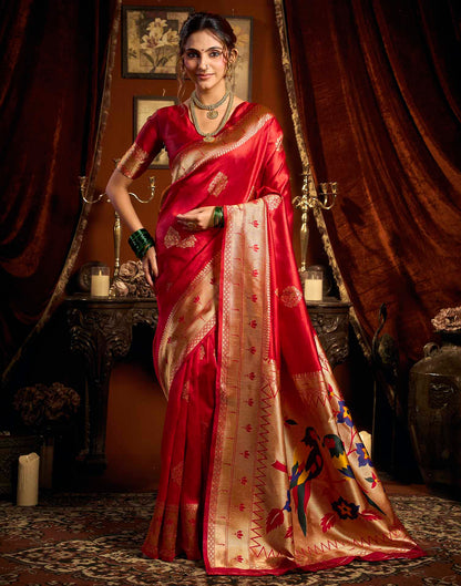 Red Silk Woven Paithani Saree