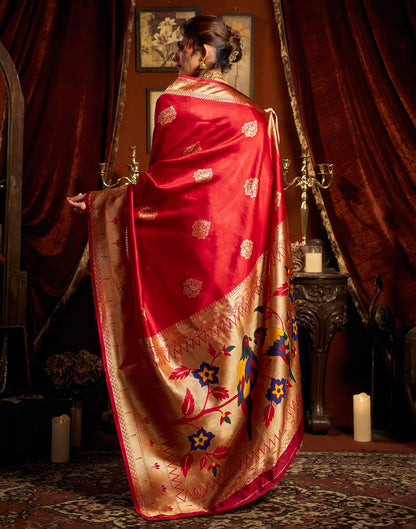 Red Silk Woven Paithani Saree