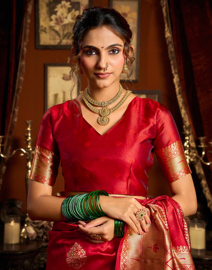 Red Silk Woven Paithani Saree