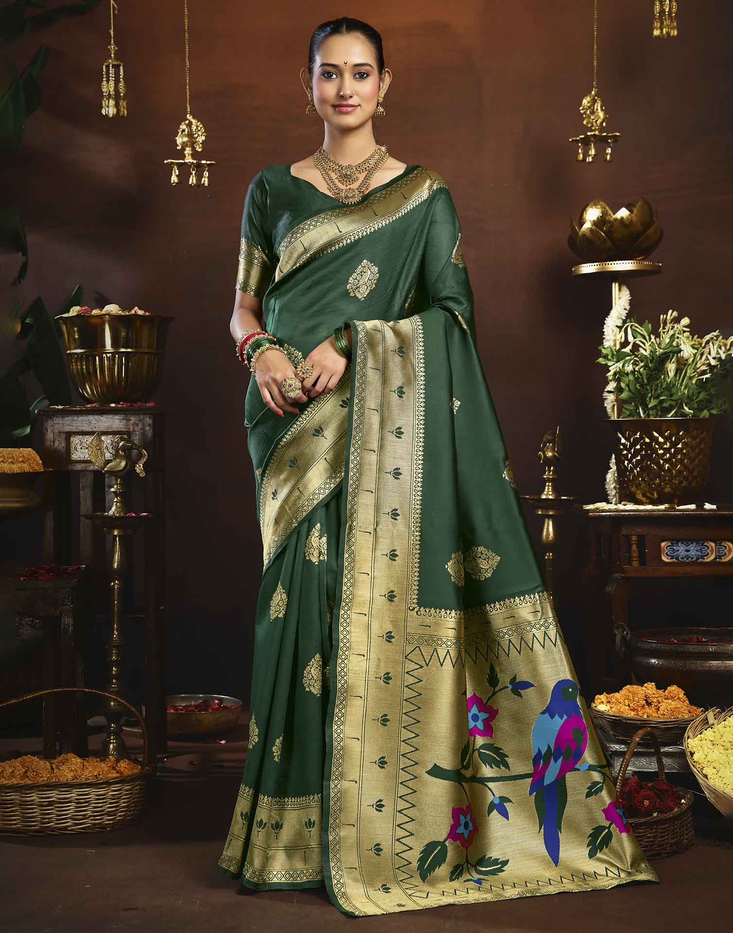 Green Silk Woven Paithani Saree