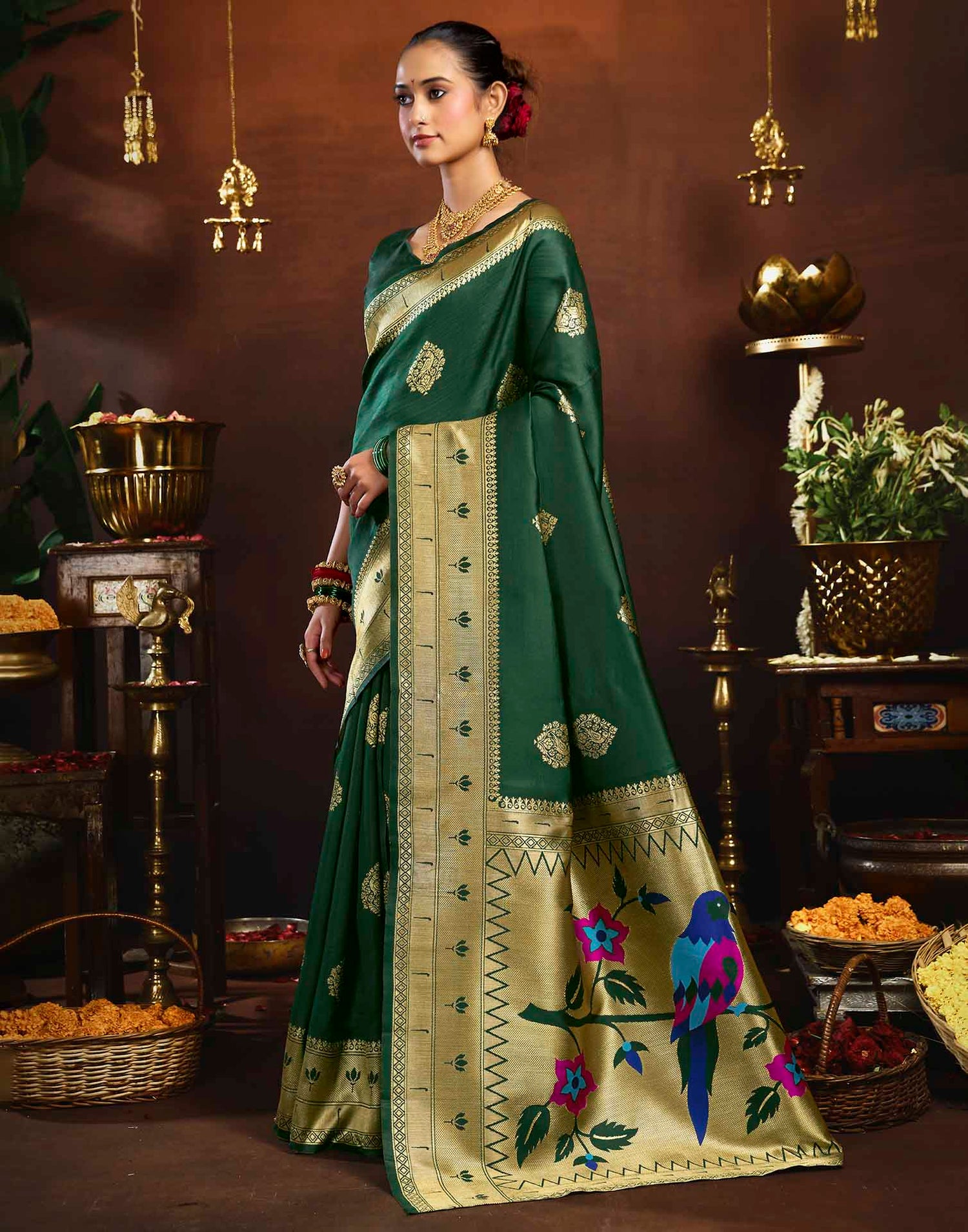 Green Silk Woven Paithani Saree