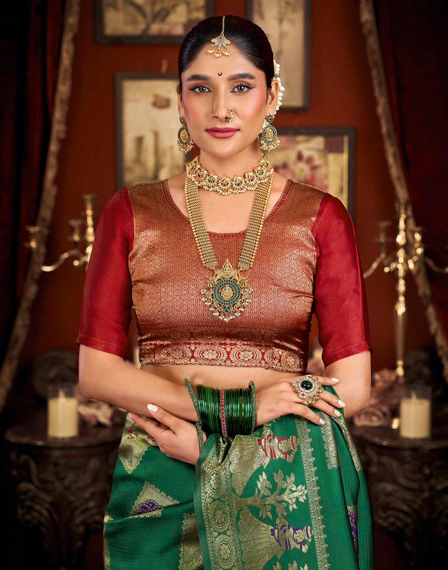 Green Silk Woven Banarasi Saree
