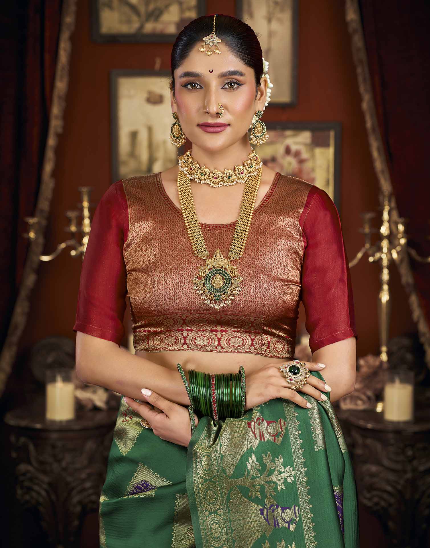 Green Silk Woven Banarasi Saree
