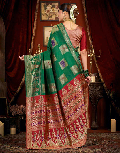 Green Silk Woven Banarasi Saree
