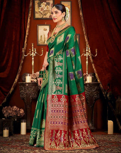 Green Silk Woven Banarasi Saree