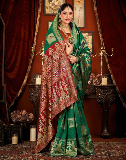 Green Silk Woven Banarasi Saree