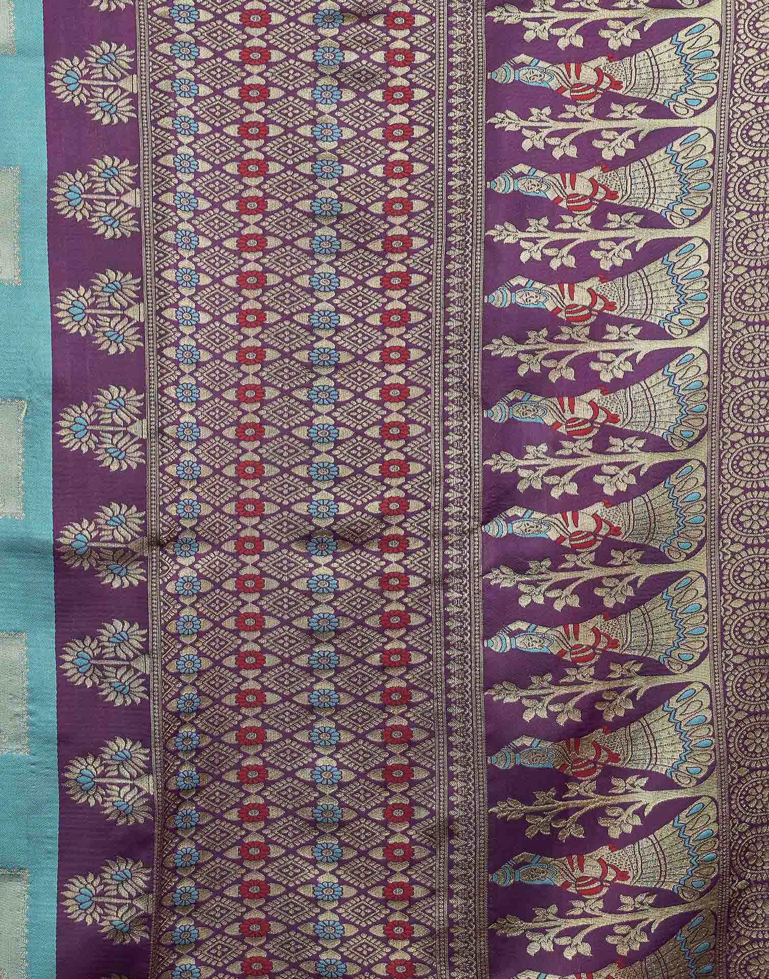 Sky Blue Silk Woven Banarasi Saree