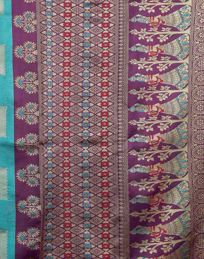 Sky Blue Silk Woven Banarasi Saree