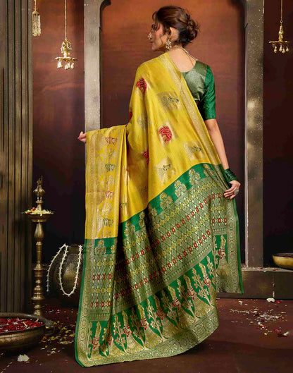 Yellow Silk Woven Banarasi Saree