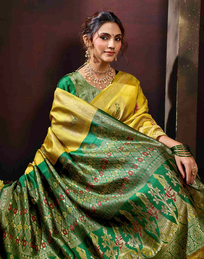 Yellow Silk Woven Banarasi Saree
