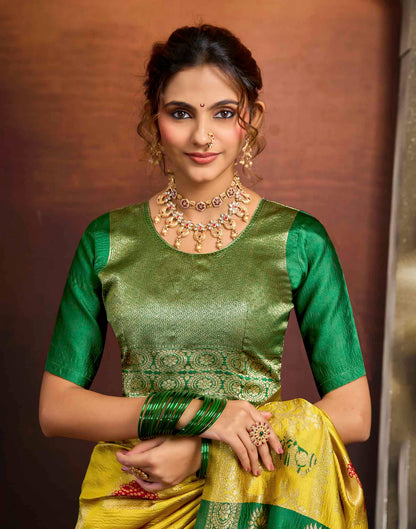 Yellow Silk Woven Banarasi Saree