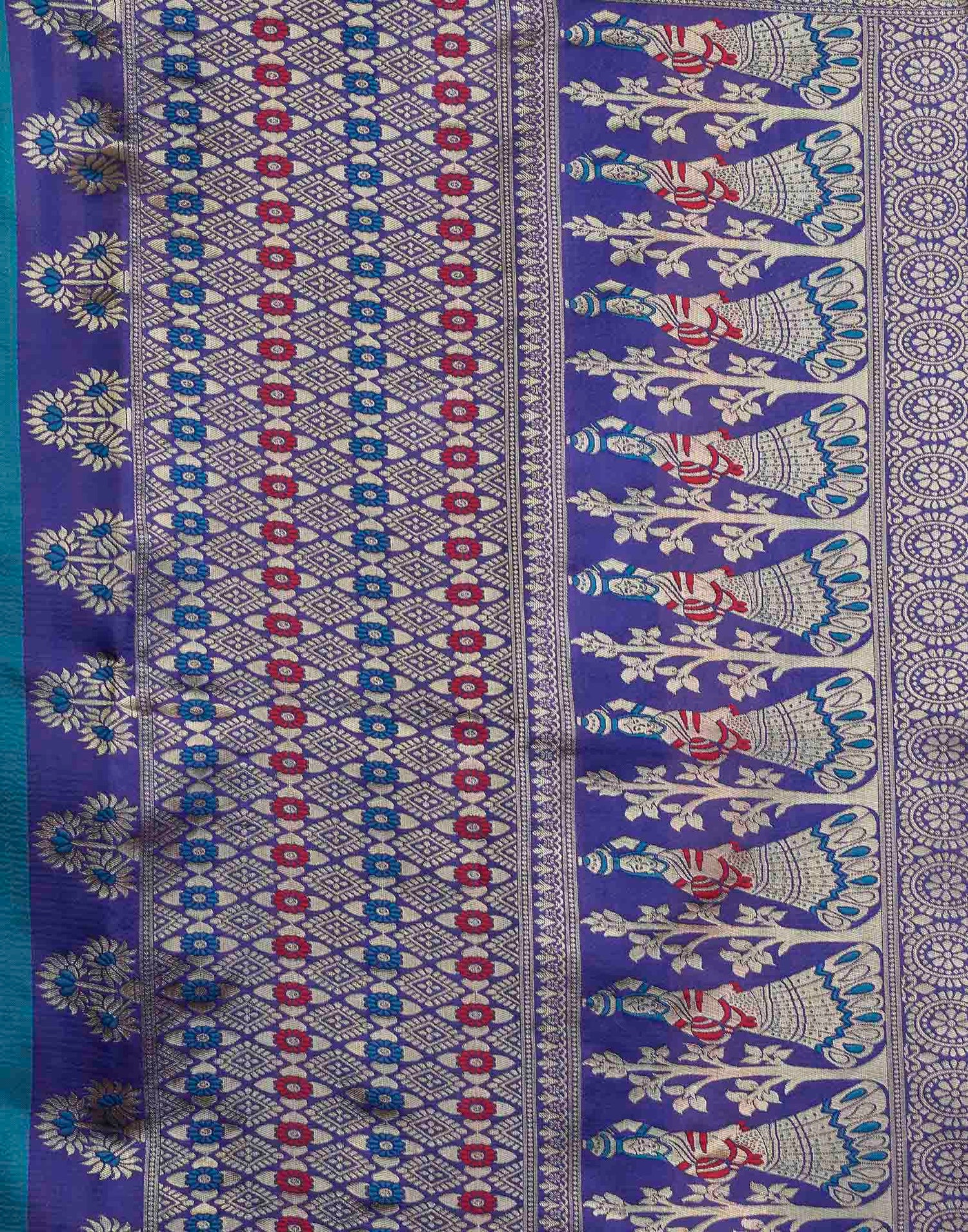 Turquoise Silk Woven Banarasi Saree