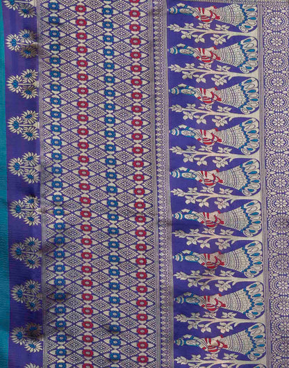 Turquoise Silk Woven Banarasi Saree