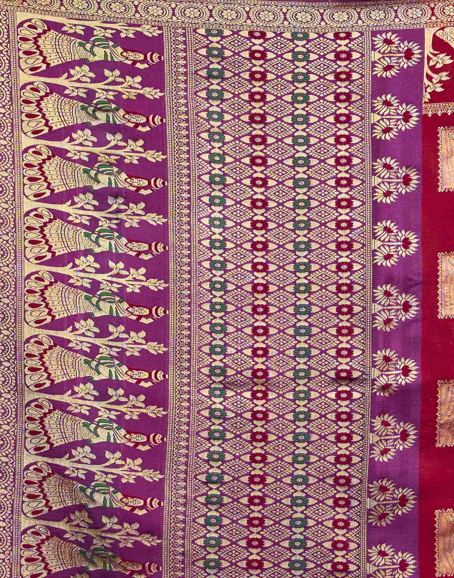 Maroon Silk Woven Banarasi Saree