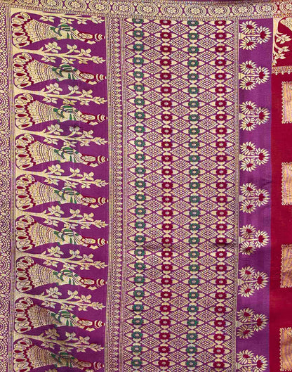 Maroon Silk Woven Banarasi Saree