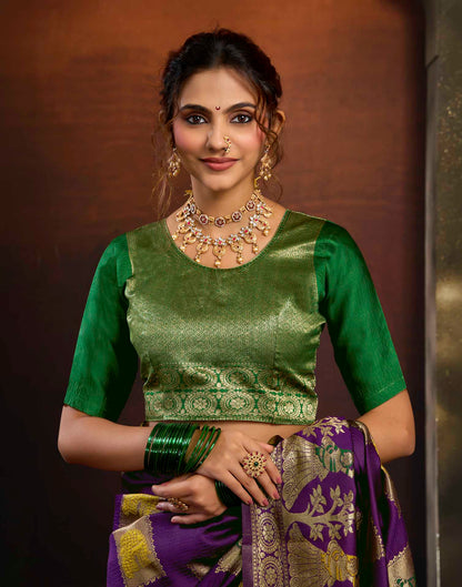 Purple Silk Woven Banarasi Saree