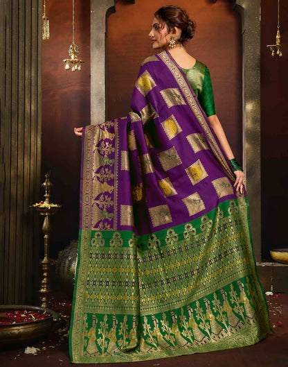 Purple Silk Woven Banarasi Saree