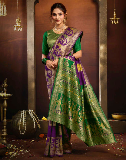 Purple Silk Woven Banarasi Saree