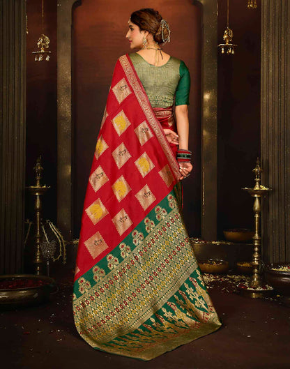 Red Silk Woven Banarasi Saree