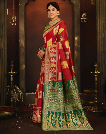 Red Silk Woven Banarasi Saree