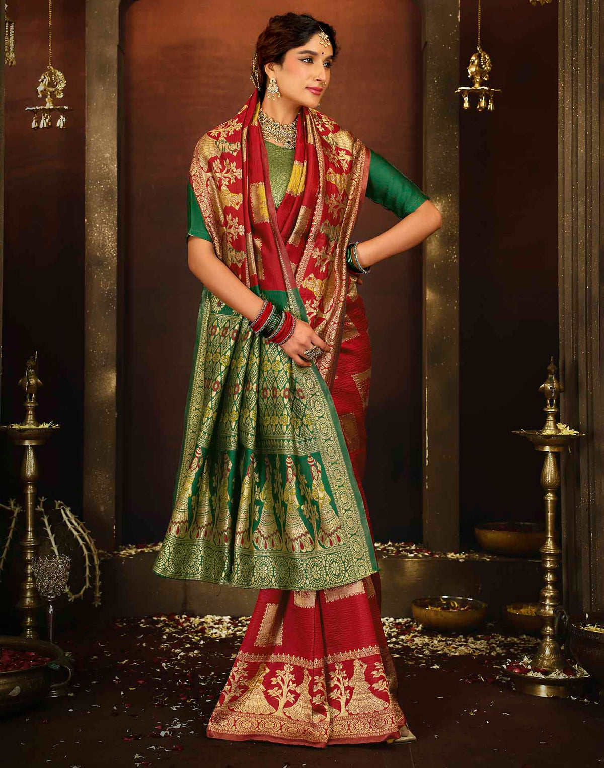 Red Silk Woven Banarasi Saree