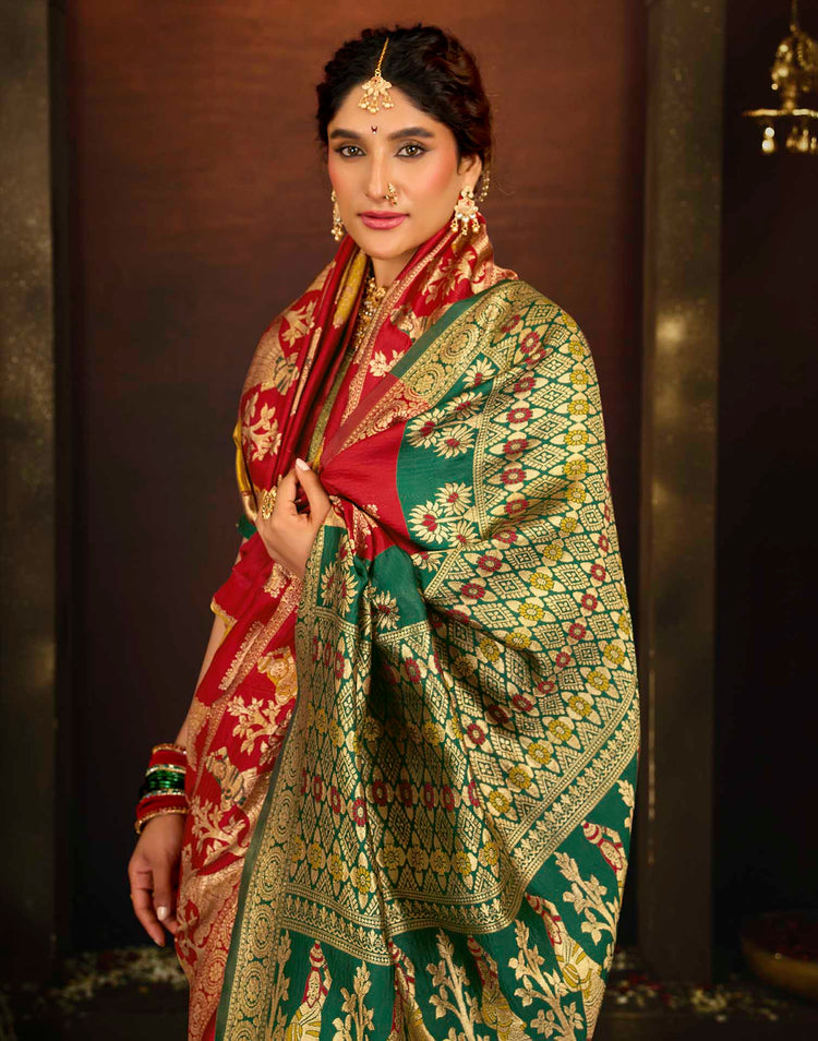 Red Silk Woven Banarasi Saree