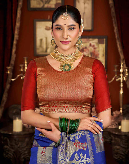 Blue Silk Woven Banarasi Saree