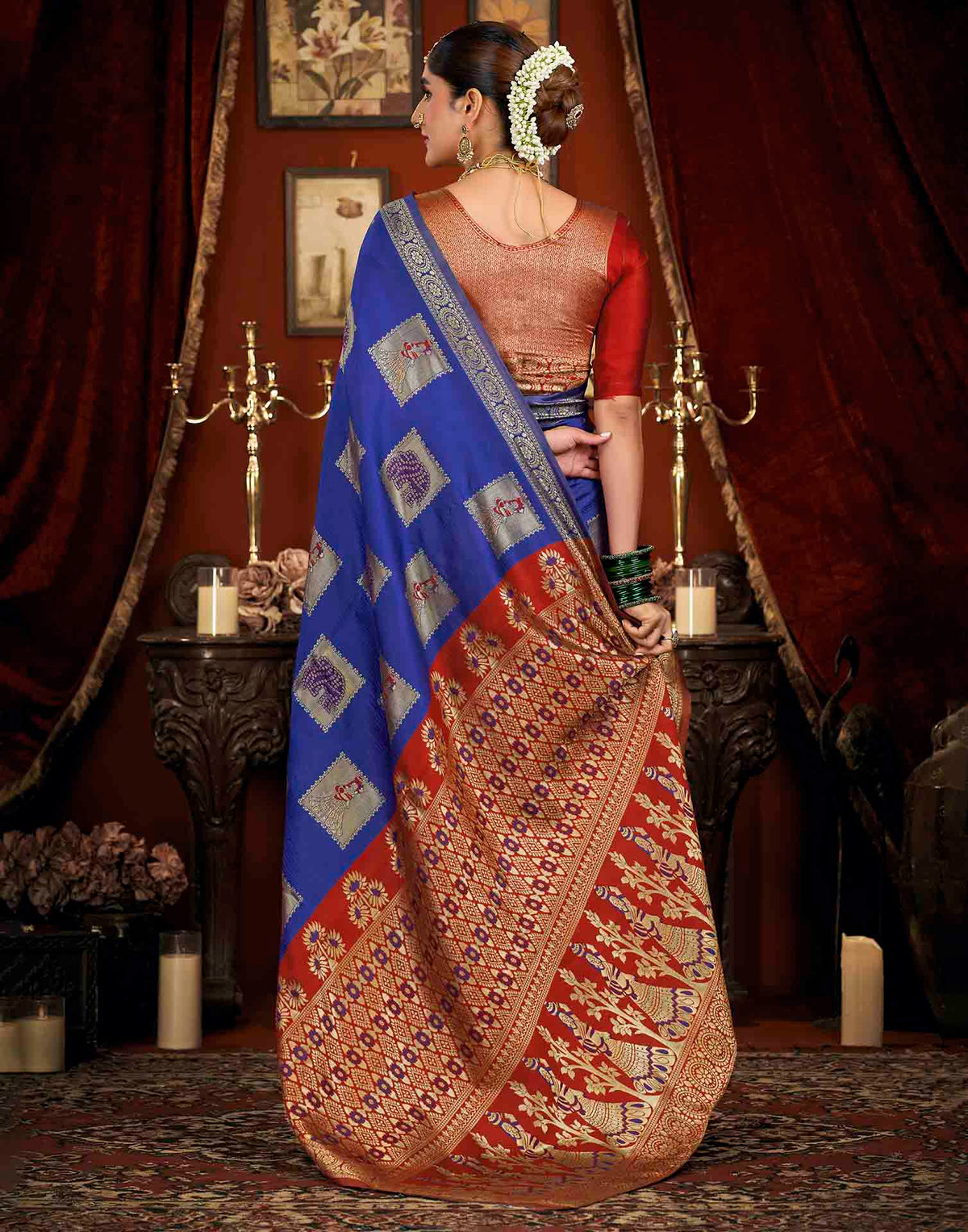 Blue Silk Woven Banarasi Saree